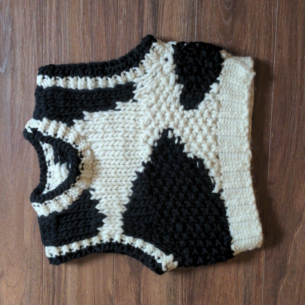 Handmade Knit Wool Cow Print Sweater Vest